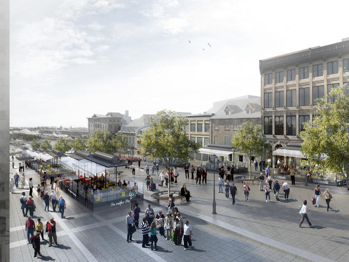 Vue depuis le haut de la place Jacques-Cartier
